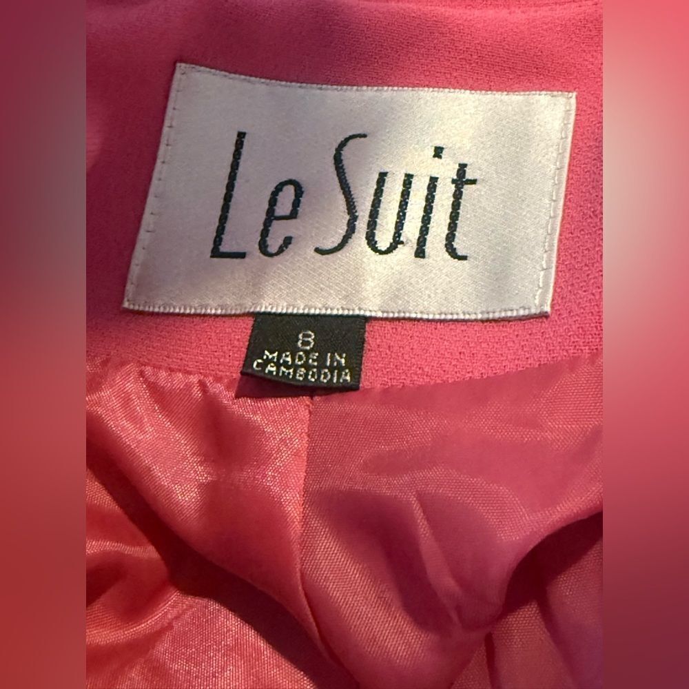 NWT Le Suit Skirt Suit Women's Size 8 Pink 2-Piece Set Blazer & Skirt - Picture 8 of 13